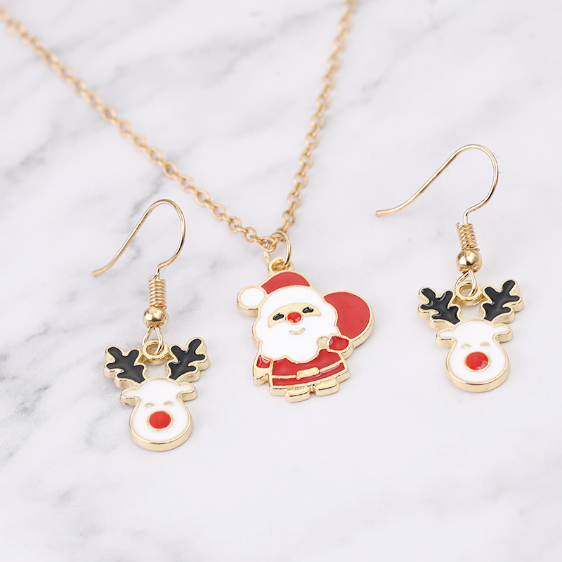 Vintage Collectible Santa - Christmas Collection Jewelry Set Reindeer Head