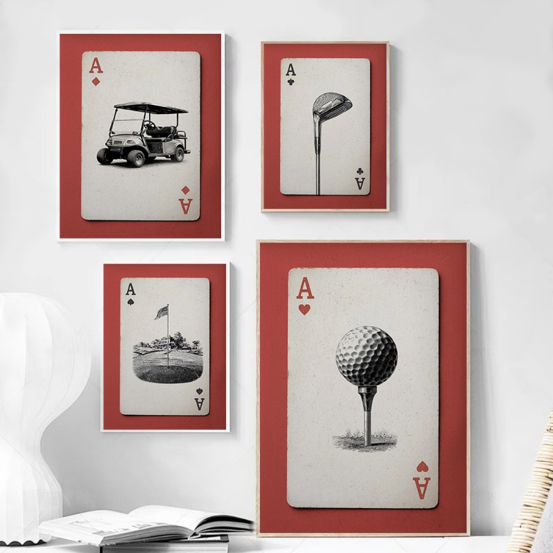 Vintage Collectible Playing Cards - Vintage Golf Playing Cards Poster Set