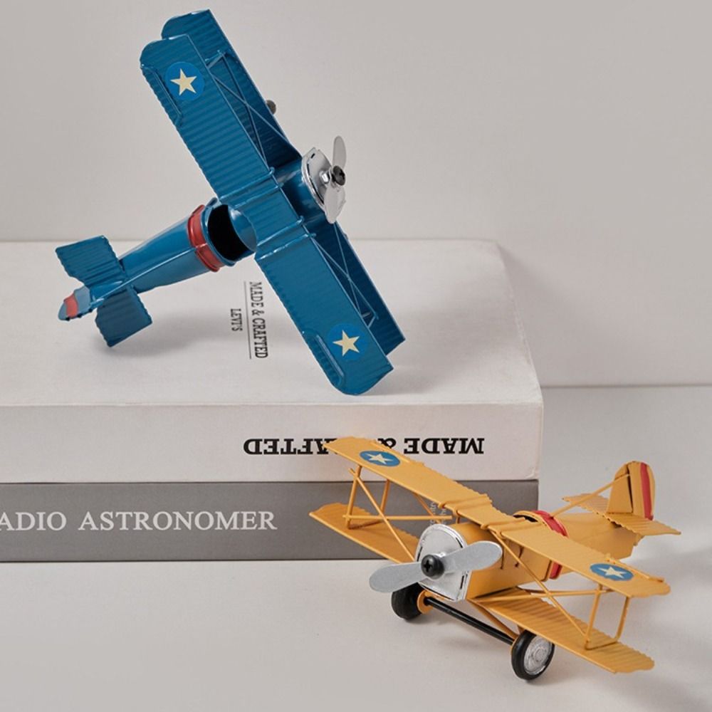 Vintage Collectible Ornaments - Retro Iron Vintage Airplane Model Handicraft