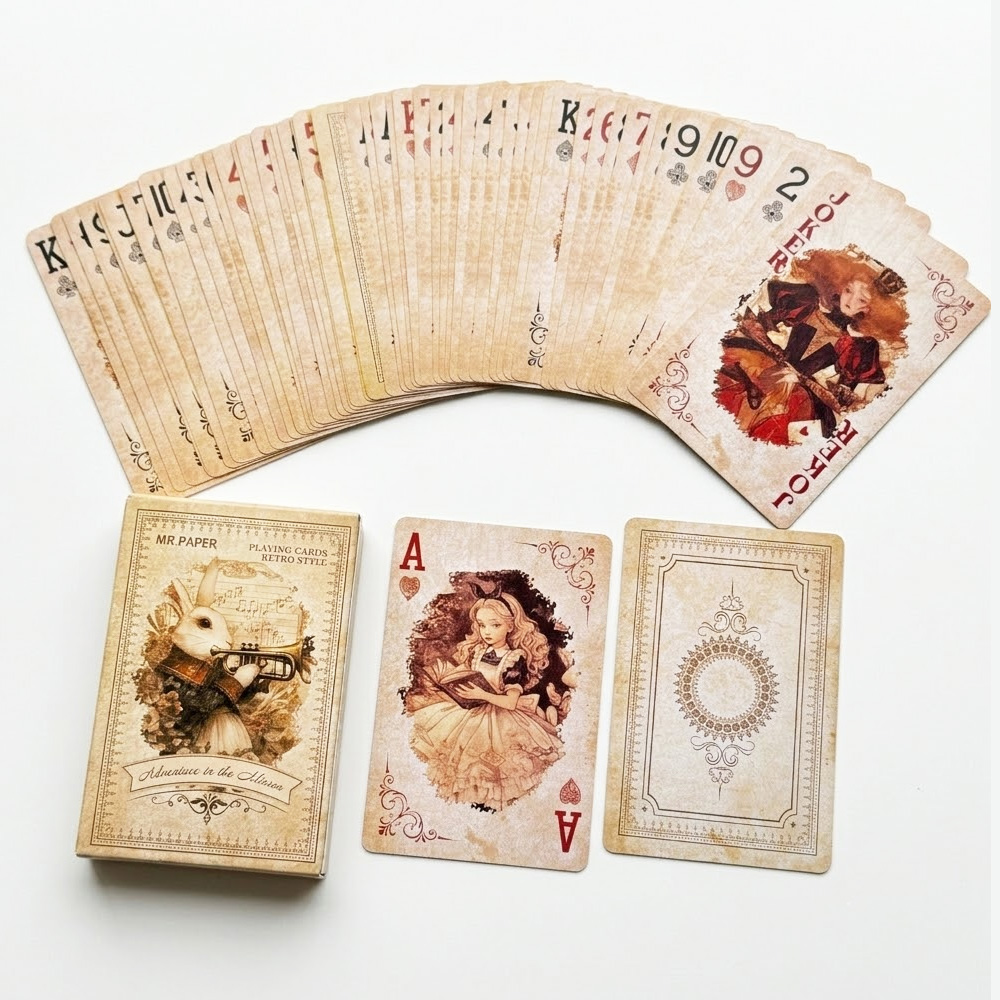 55Pcs Alice in Wonderland Play - Vintage Collectible Playing Cards ulasan dan harga