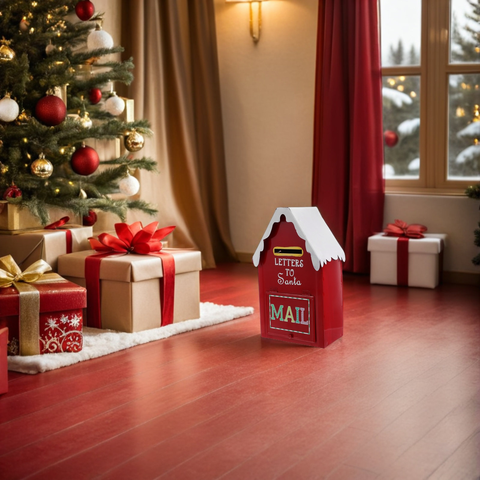 Red Christmas Mailbox Metal Sa - Vintage Collectible Santa ulasan dan harga