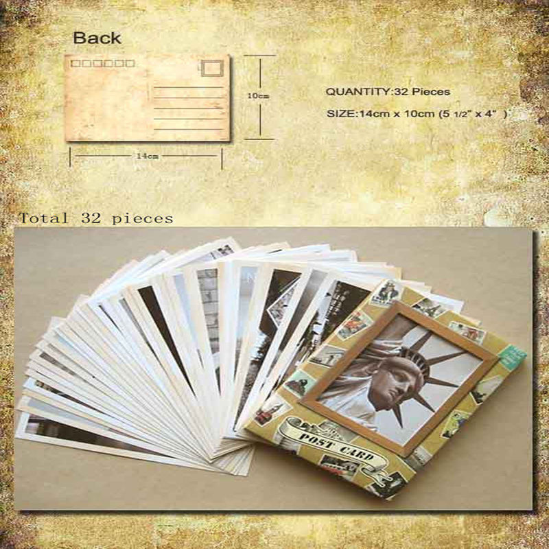 DIY Retro 32 Pcs/bag Vintage F - Collectible Vintage Greeting Cards ulasan dan harga