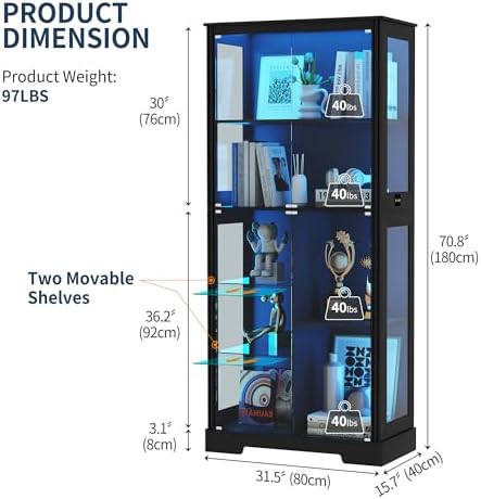 71'' Display Cabinet with 5-Ti - Collectible & Vintage Dolls For Halloween ulasan dan harga