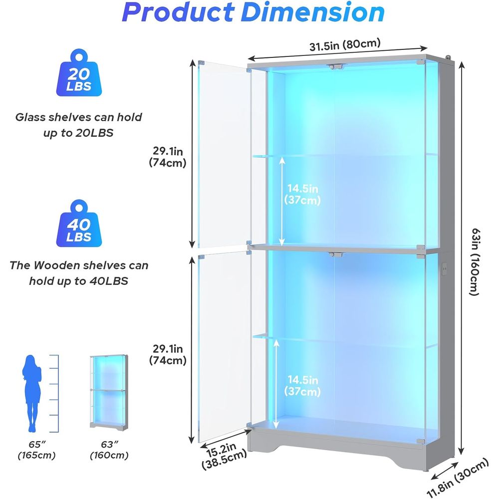 4-Tier Glass Display Cabinet w - Collectible & Vintage Dolls For Halloween ulasan dan harga