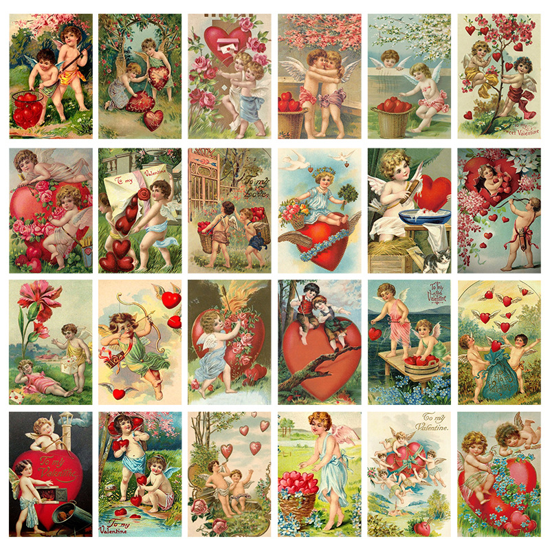12pcs Valentine's Day Vintage  - Collectible Vintage Greeting Cards ulasan dan harga