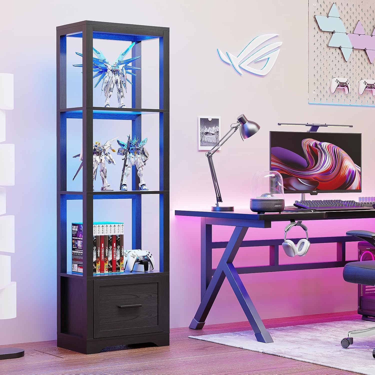 3-Color LED Display Shelf with - Collectible & Vintage Dolls For Halloween ulasan dan harga