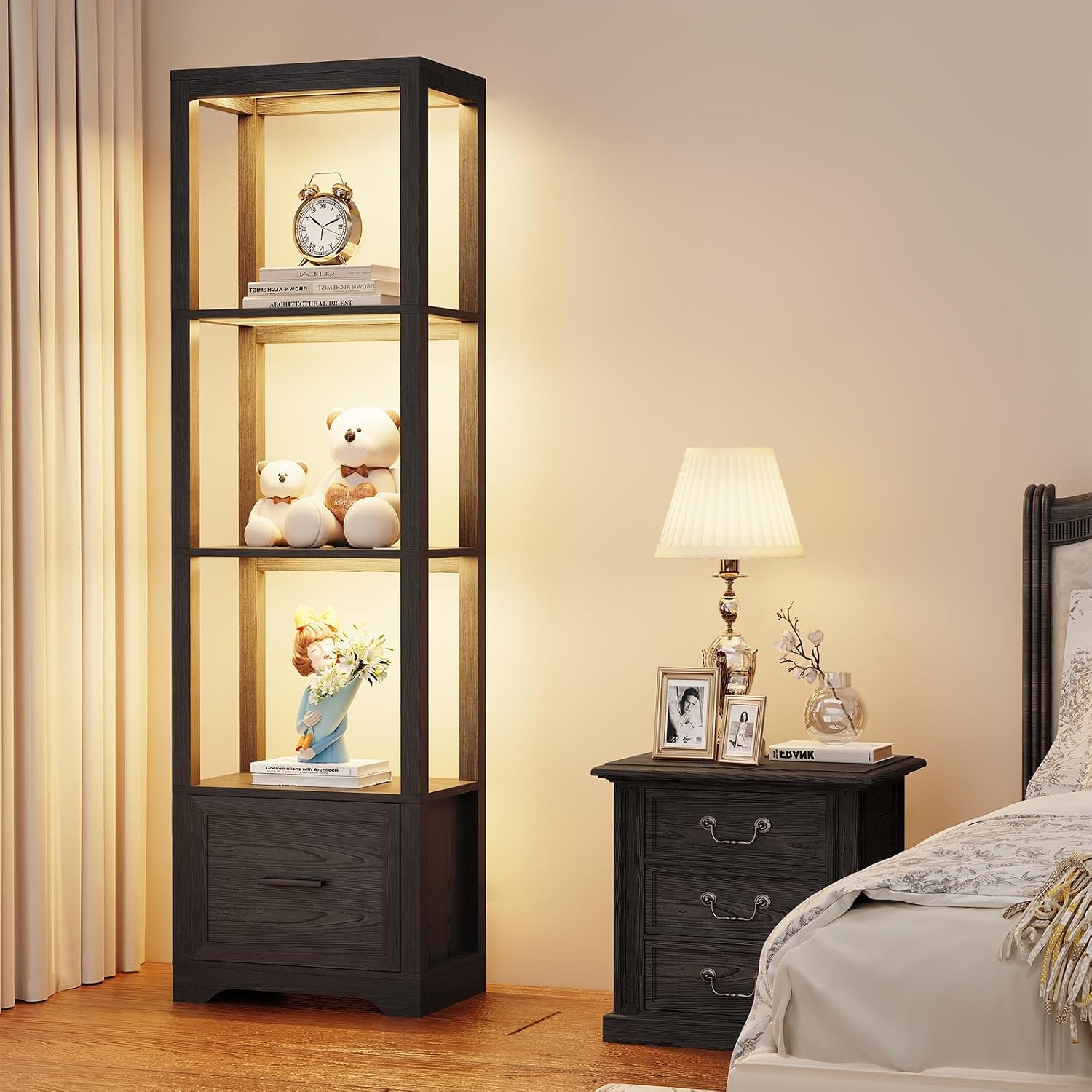 3-Color LED Display Shelf with - Collectible & Vintage Dolls For Halloween ulasan dan harga