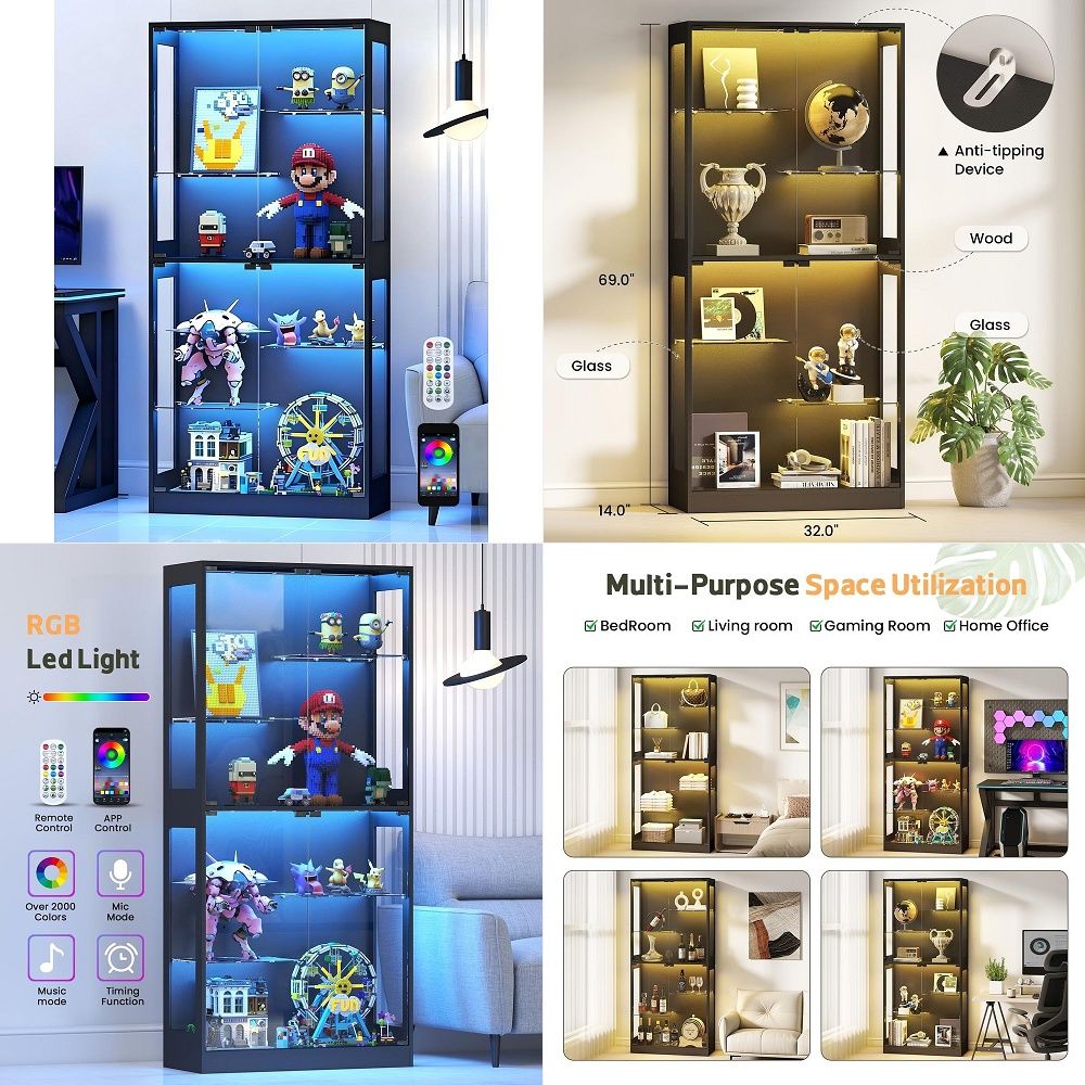 Display Cabinet with Glass Doo - Collectible & Vintage Dolls For Halloween ulasan dan harga