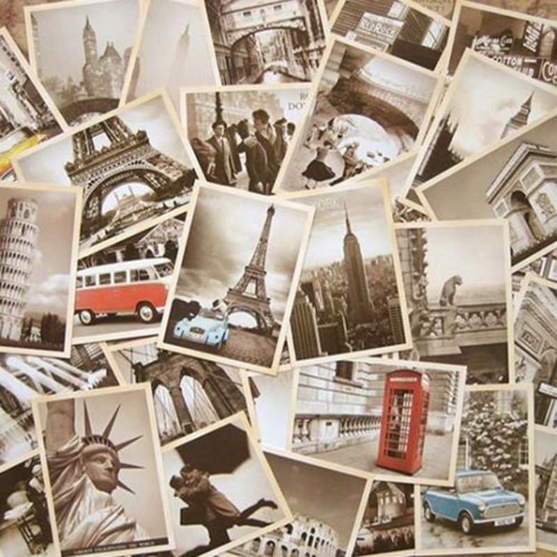 New 32Pcs Vintage Famous Build - Collectible Vintage Greeting Cards ulasan dan harga